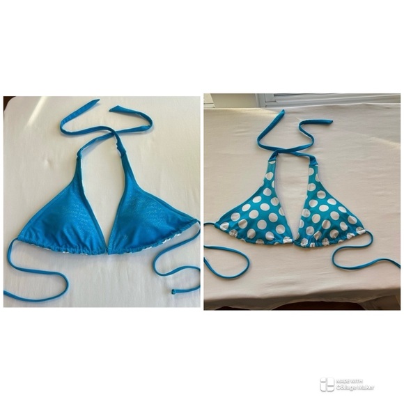 Aqua Funky Reversible Sliding Triangle Bikini Halter Top Size S - Picture 1 of 6